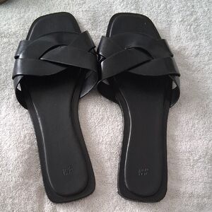 H&M Black Crisscross Slide Sandals